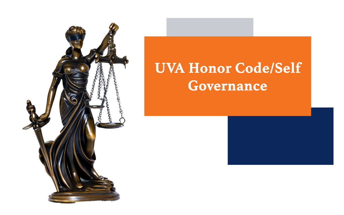 Bronze statue of Lady Justice holding her sword and scales along with the words 